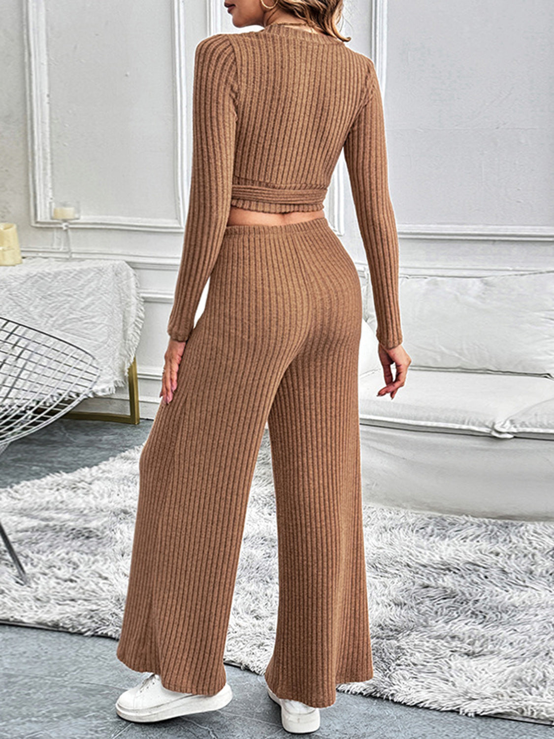 Perfect Surplice Long Sleeve Top and Pants Set