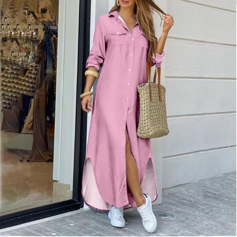 Casual Long Shirt Dress - MobbMall