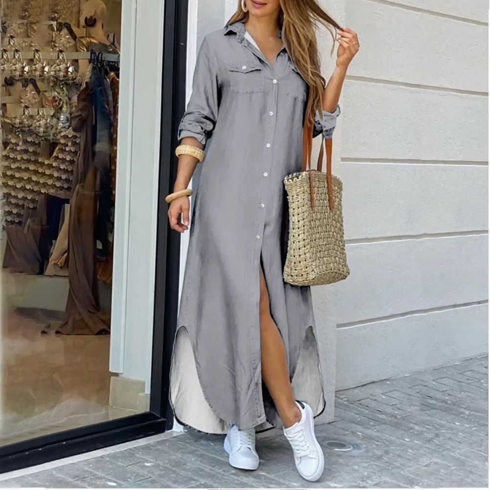 Casual Long Shirt Dress - MobbMall