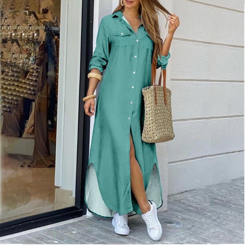 Casual Long Shirt Dress - MobbMall