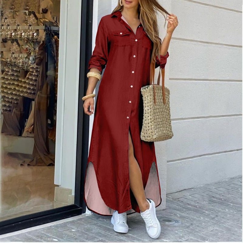 Casual Long Shirt Dress - MobbMall