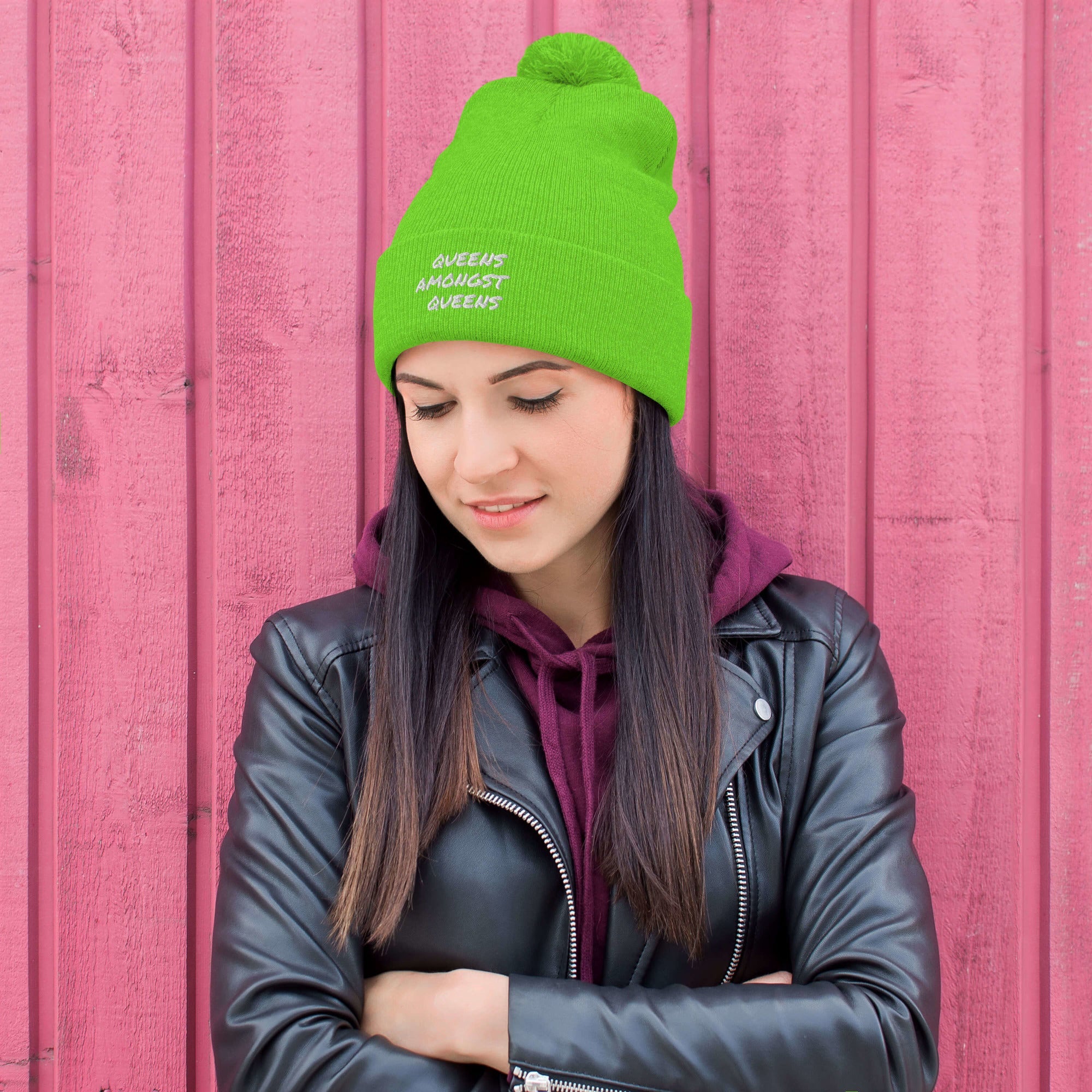 QUEENS AMONGST QUEENS Pom-Pom Beanie - MobbMall